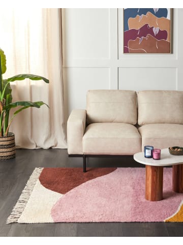 Beliani Kurzflor XINALI in Rosa/Gelb/Rot - (W) 140 x (L) 200 cm