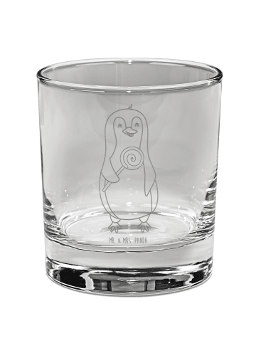 Mr. & Mrs. Panda Whiskey Glas Pinguin Lolli ohne Spruch in Transparent