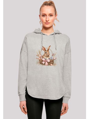 F4NT4STIC Oversized Hoodie Osterhasen Korb Dekor in grau