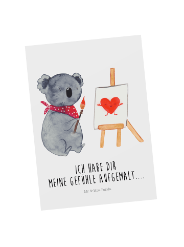Mr. & Mrs. Panda Postkarte Koala Künstler mit Spruch in Weiß