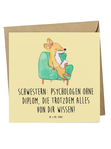 Mr. & Mrs. Panda Deluxe Karte Schwestern Psychologen mit Spruch in Gelb Pastell