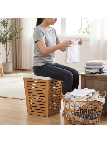 relaxdays Wäschekorb in Natur/ Creme - 55 l