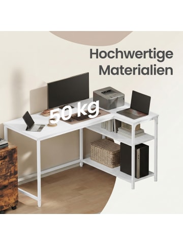 VASAGLE Computertisch Barnet in Weiß - (B)120 x (H)76 x (T)80 cm