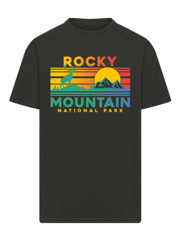 F4NT4STIC Oversize T-Shirt US National Parks Rocky Mountain Sunset in schwarz