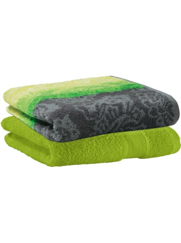 Erwin Müller Jacquard Duschtuch-Set 2er-Pack Paisley in grün/grau