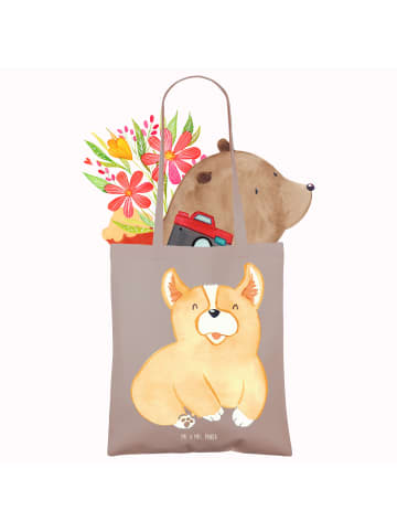 Mr. & Mrs. Panda Tote Bag Corgie ohne Spruch in Braun Pastell