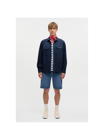 MADS NORGAARD COPENHAGEN Langarmhemd Dyed Canvas Skyler XT in dunkelblau