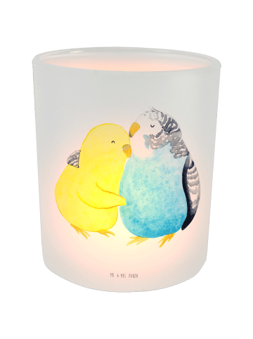 Mr. & Mrs. Panda Kerze Wellensittich Liebe ohne Spruch in Transparent