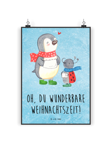 Mr. & Mrs. Panda Poster Smörle Winterzeit mit Spruch in Eisblau