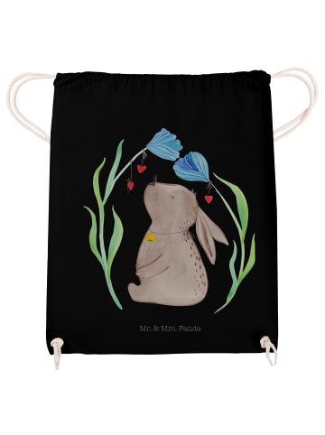 Mr. & Mrs. Panda Jutebeutel Hase Blume ohne Spruch in Schwarz