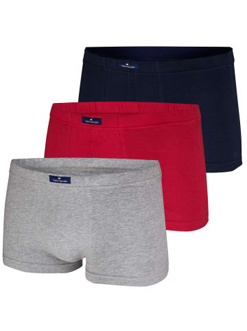 Tom Tailor Boxershorts 3er Pack in Navy / Grau / Rot