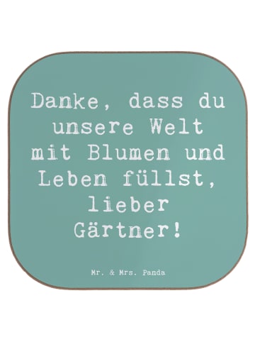 Mr. & Mrs. Panda Tischschoner Spruch Gärtner Dankeschön mit Spruch in Meeresbrise