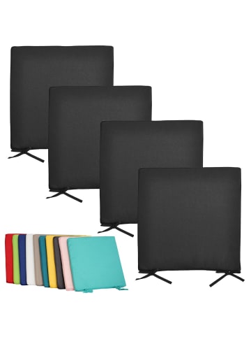 Coen Bakker 4x Outdoor Stuhlkissen Sitzkissen 40x40cm Wasserabweisend in Schwarz