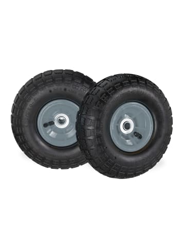 relaxdays 4x Sackkarrenrad in Schwarz-Grau - (H)85 x Ø260 mm