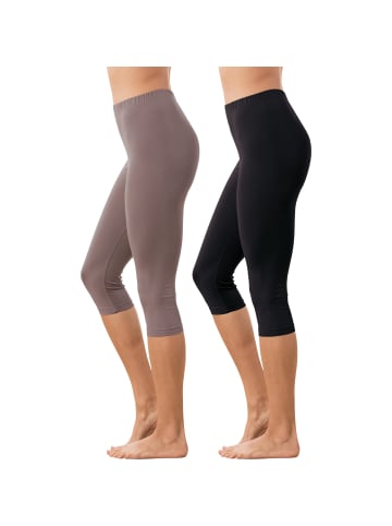 Erwin Müller Single-Jersey Capri-Leggings 2er-Pack in taupe/schwarz