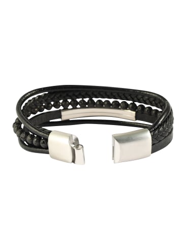 Adeliás Herren Armband – Lederarmband aus Leder 21 cm in schwarz