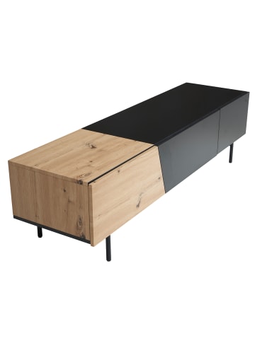 KADIMA DESIGN Lowboard Schwarz mit Eiche-Dekor 150x40x40 TV-Kommode Modern, in Braun-Schwarz