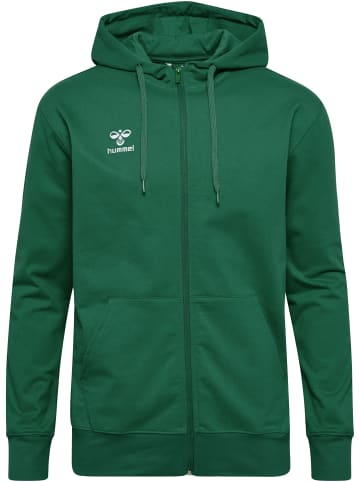 Hummel Zip Hoodie mit Logo-Stickerei und Reißverschluss in Grün