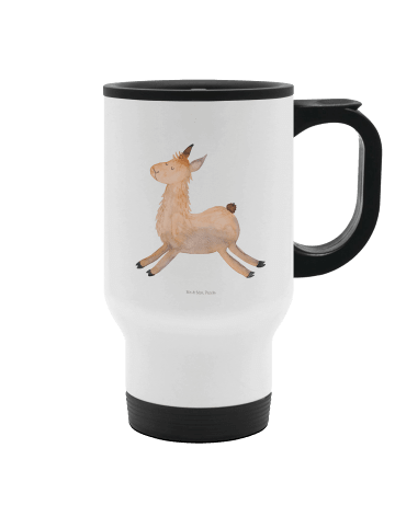 Mr. & Mrs. Panda Thermobecher To Go Lama Springen ohne Spruch in Weiß