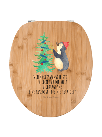 Mr. & Mrs. Panda Motiv WC Sitz Pinguin Weihnachtsbaum mit Spruch in Braun