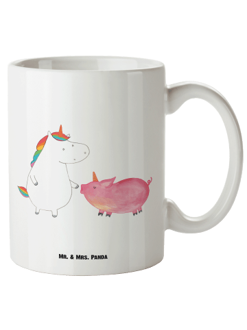Mr. & Mrs. Panda steingut tasse Einhorn Schwein ohne Spruch in Weiß