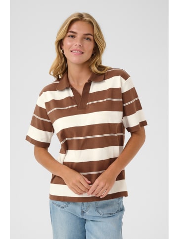 Kaffe T-shirt KArina Baggy fit in Deep Taupe W. Chalk Stripes