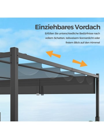 COSTWAY Pergola mit Schiebedach 3,1x3,1m in Grau