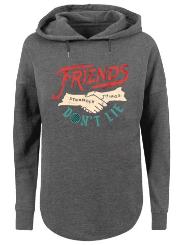 F4NT4STIC Oversized Hoodie Stranger Things Friends Dont Lie Hands in charcoal