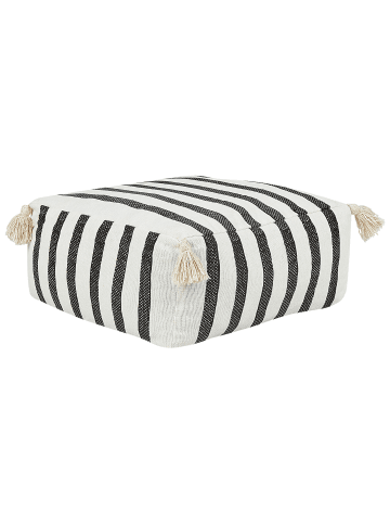 Beliani Bodenkissen ASHTI in Weiß/Schwarz - (W) 45 x (H) 20 x (L) 45 cm