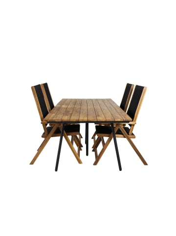 ebuy24 Gartenmöbel-Set Chan (5-teilig) Schwarz 100 x 200 cm