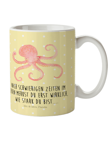 Mr. & Mrs. Panda Kaffeetasse Tintenfisch mit Spruch in Gelb Pastell