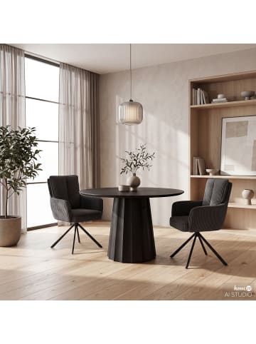 home24 home24 drehbarer Armlehnenstuhl 2er-Set im modernen Stil in Dunkelgrau
