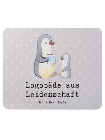 Mr. & Mrs. Panda Mauspad Logopäde Leidenschaft mit Spruch in Grau Pastell