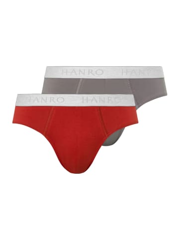 Hanro 2er-Pack Slips Cotton Essentials in red ochre/fresh grey