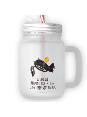 Mr. & Mrs. Panda Glas Stinktier Ball mit Spruch in Transparent