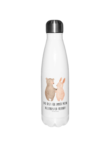 Mr. & Mrs. Panda Thermosflasche Bär und Hase Umarmen mit Spruch in Weiß