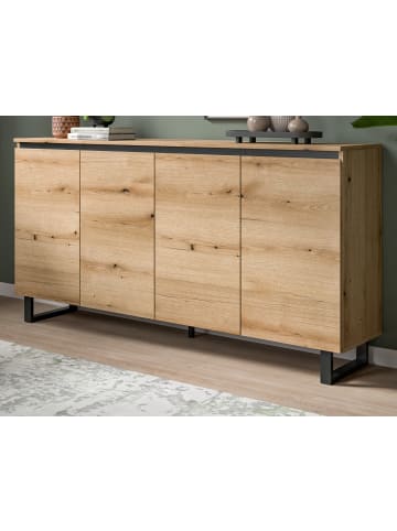 Inn.Furn Sideboard Evoke Eiche mit schwarz, Kommode 160 x 84 cm mit Soft-Close, Gelia