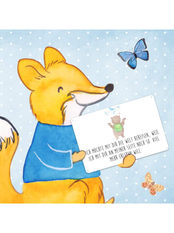 Mr. & Mrs. Panda Wandbild Bär Flugzeug mit Spruch in Weiß