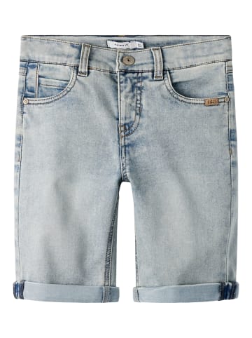 name it Long Shorts in light medium blue denim