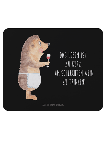 Mr. & Mrs. Panda Mauspad Igel Wein mit Spruch in Schwarz