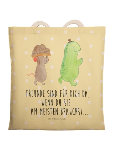 Mr. & Mrs. Panda Tote Bag Schildkröte Maus mit Spruch in Gelb Pastell
