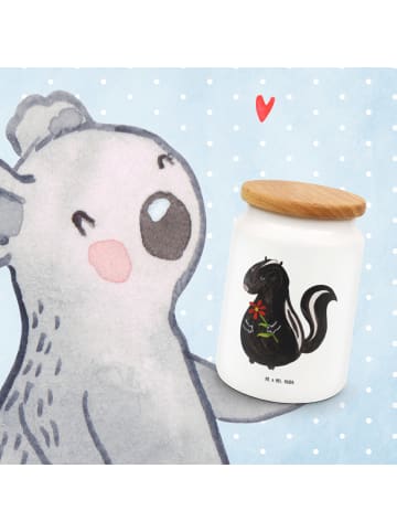 Mr. & Mrs. Panda Kaffeedose Stinktier Blume ohne Spruch in Weiß