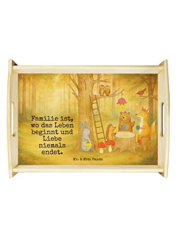 Mr. & Mrs. Panda Deko Tablett Waldtiere Picknick Design mit Spruch in Weiß