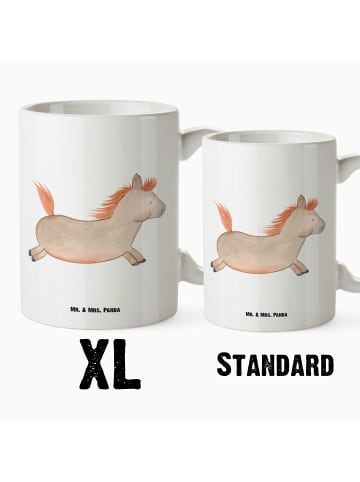 Mr. & Mrs. Panda XL Tasse Pferd Springen ohne Spruch in Weiß