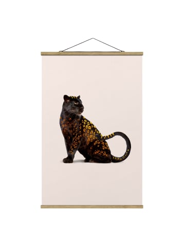 WALLART Stoffbild - Jonas Loose - Goldener Panther in Creme-Beige