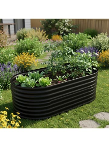 relaxdays Hochbeet in Schwarz - (B)200 x (H)60 x (T)100 cm