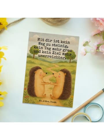 Mr. & Mrs. Panda Postkarte Igel Liebe Design mit Spruch in Weiß