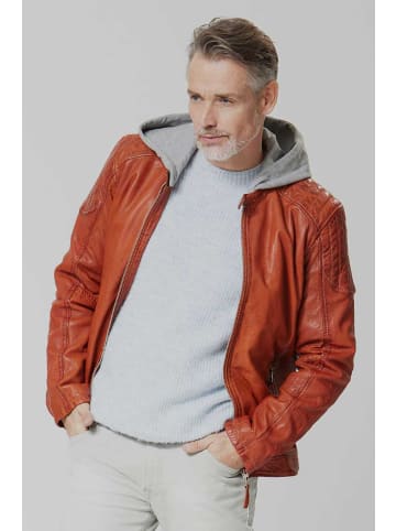 JILANI Lederjacke Kapuze Lammnappa in Gebranntes Orange