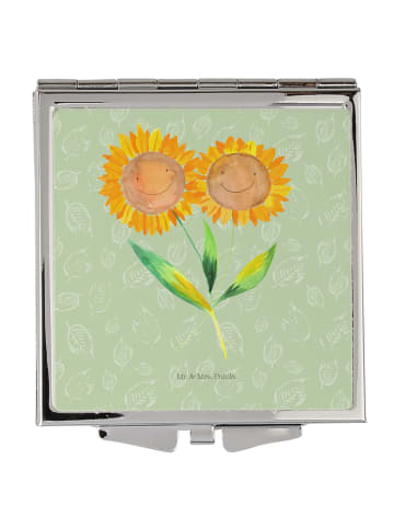Mr. & Mrs. Panda Handtaschenspiegel quadratisch Blume Sonnenblum... in Blattgrün