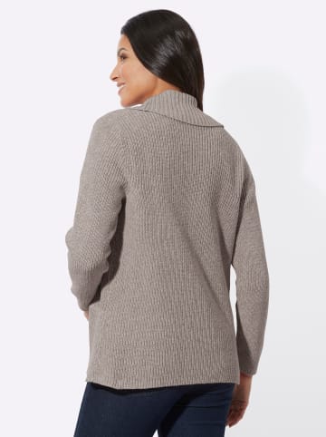 Sieh an! Strickjacke in taupe-ecru-meliert